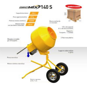 bétonnière-compact-mix-140-s-colmac Bétonnière électrique compacte Colmac 140 litres